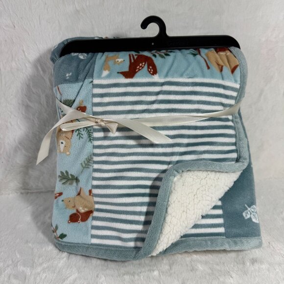 Gerber Other - Modern Moments by Gerber Baby & Toddler Boy Patchwork Blanket Sherpa, Blue Bears